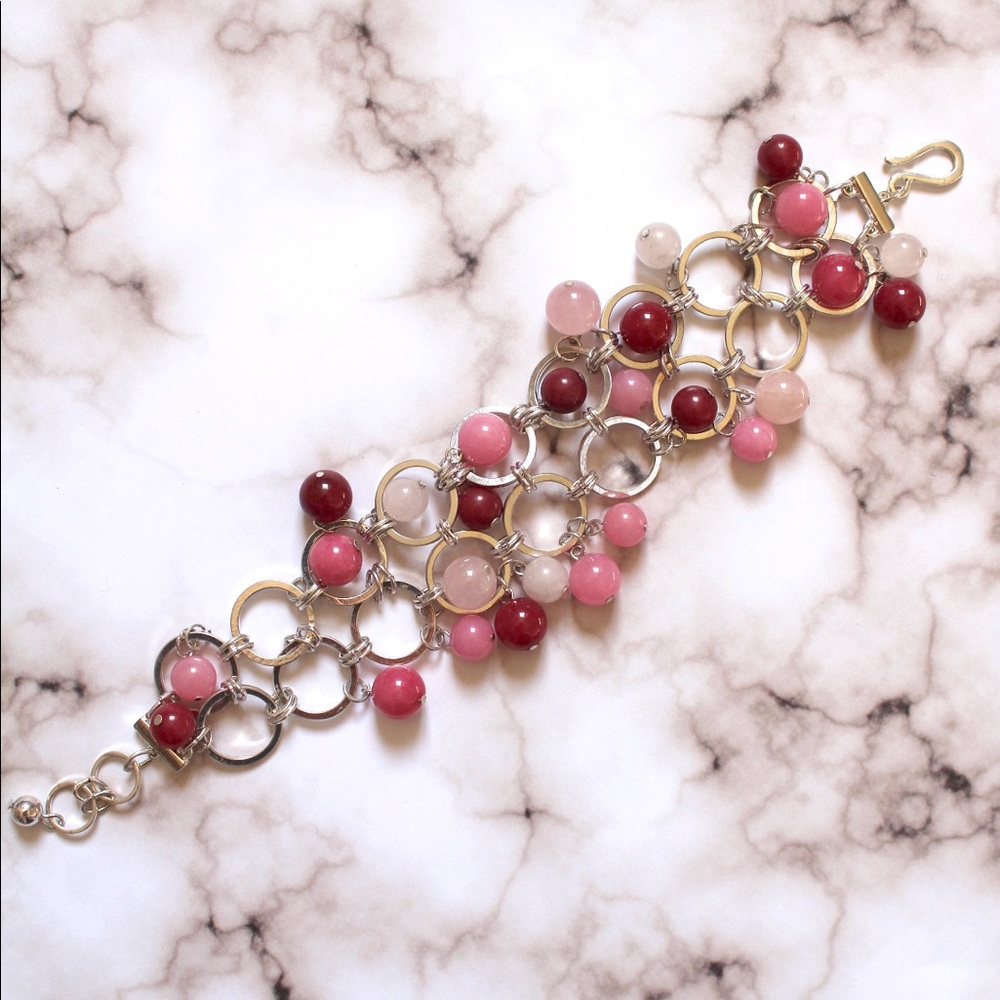 Chunky Pink and Silver Bracelet - Picture 3 of 3